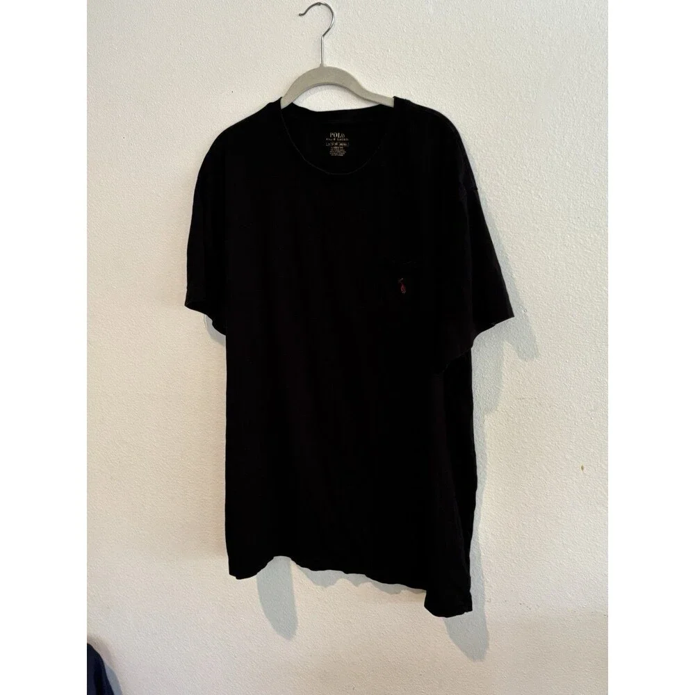 Polo Ralph Lauren Mens T-Shirt Large Black Short Sleeve Red Pony Logo Crewneck